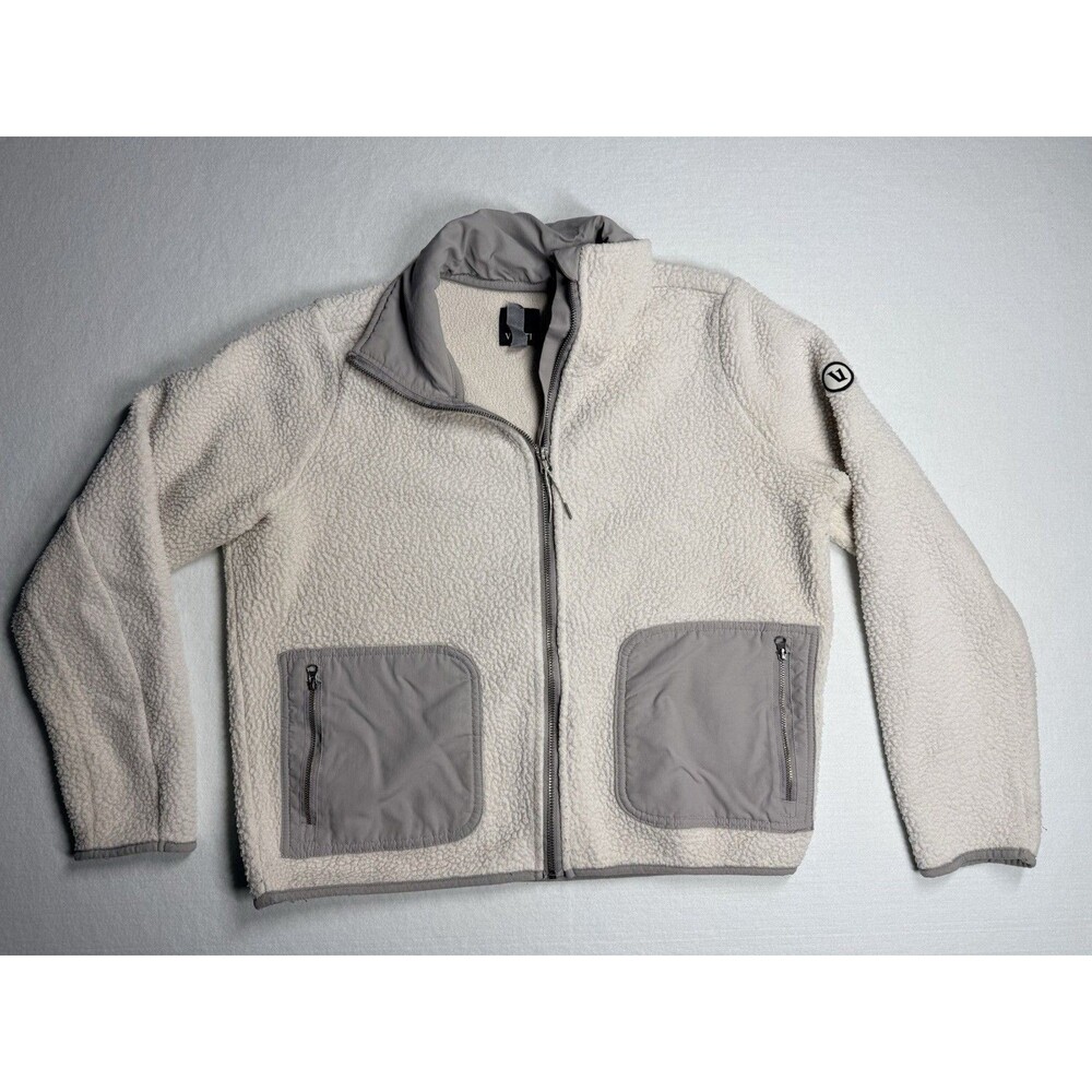 Vuori Women’s Sherpa Fleece Jacket Cream Taupe Full Zip Cozy Size Small